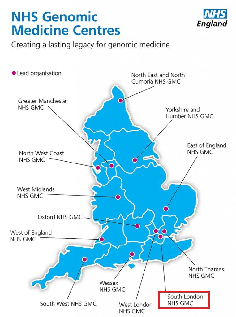 Carte des centres de médecine génomique